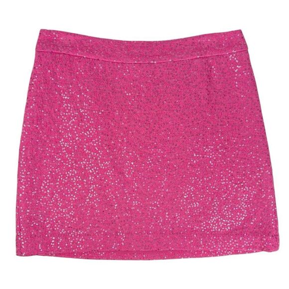 LOFT Dresses & Skirts - LOFT Hot Pink Barbie Sequin Mini Skirt 8